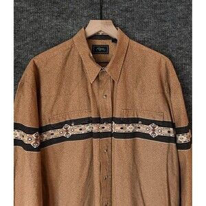 Vintage Roper Shirt Mens XL Brown Pearl Snap Aztec Southwest Western Cowboy